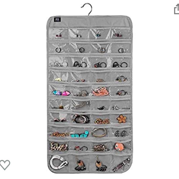 BB Brotrade Hanging Jewelry Organizer,Accessories Organizer,80 Pocket Organizer for Holding Jewelries (Grey): Home & Kitchen