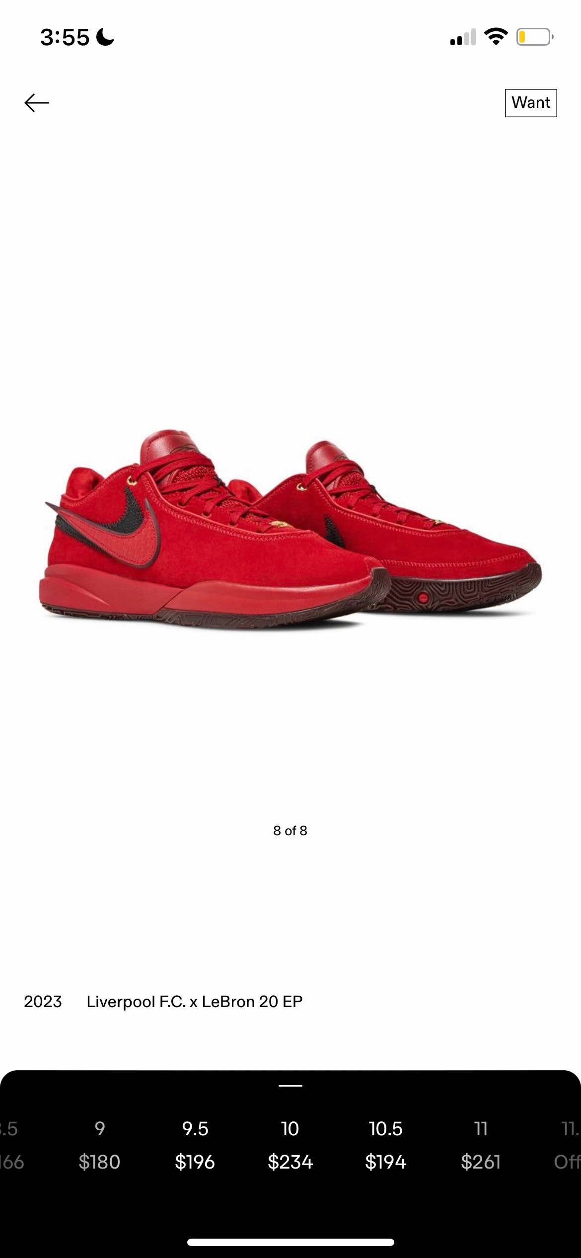 Lebron 20 Liverpool size 10