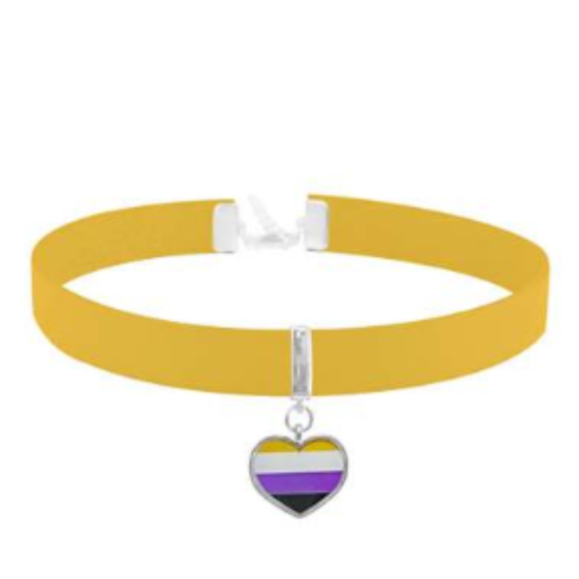 Non-Binary Flag Heart Choker Necklace - Spencer's