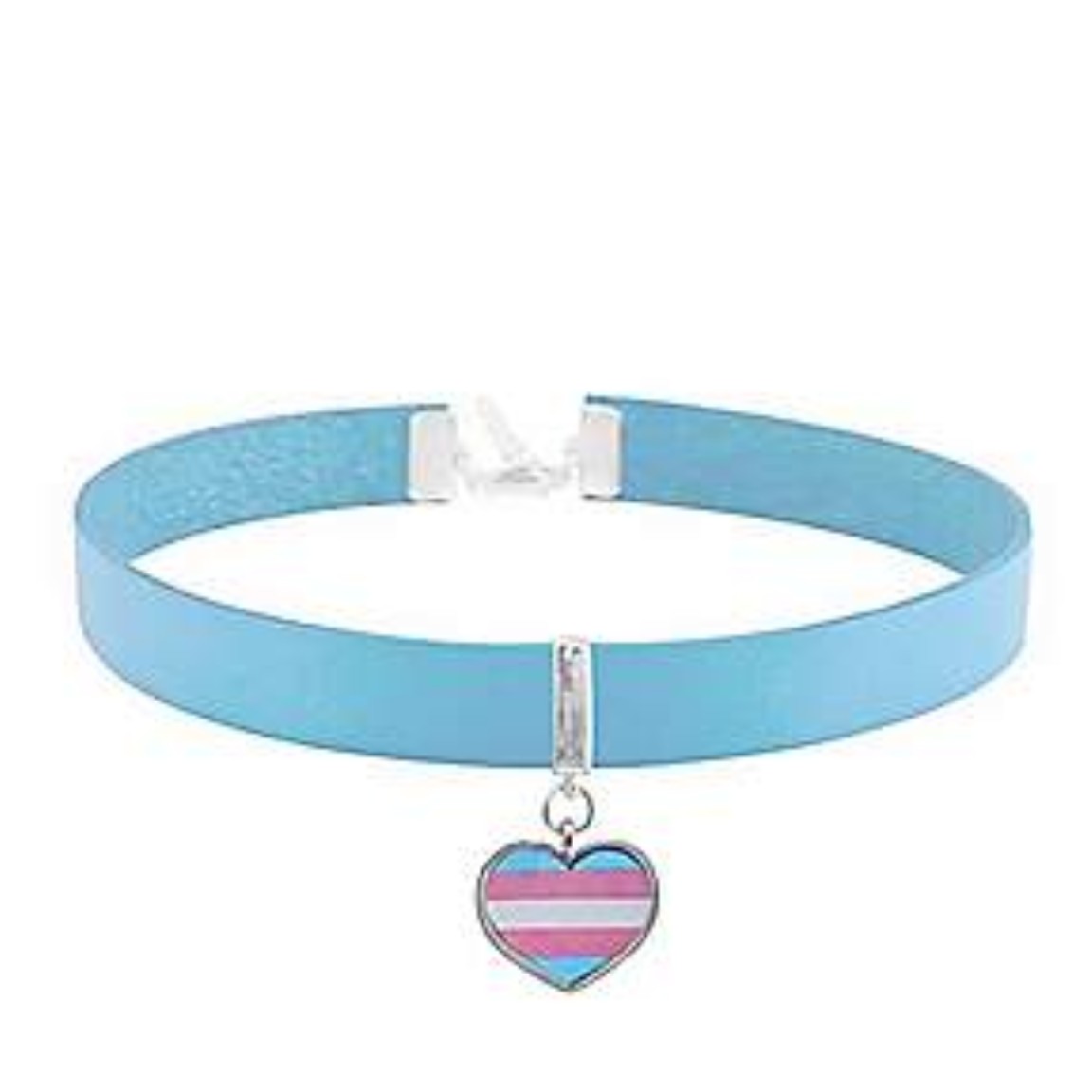 Transgender Flag Heart Choker Necklace - Spencer's