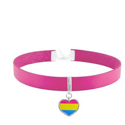 Pansexual Flag Heart Choker Necklace - Spencer's