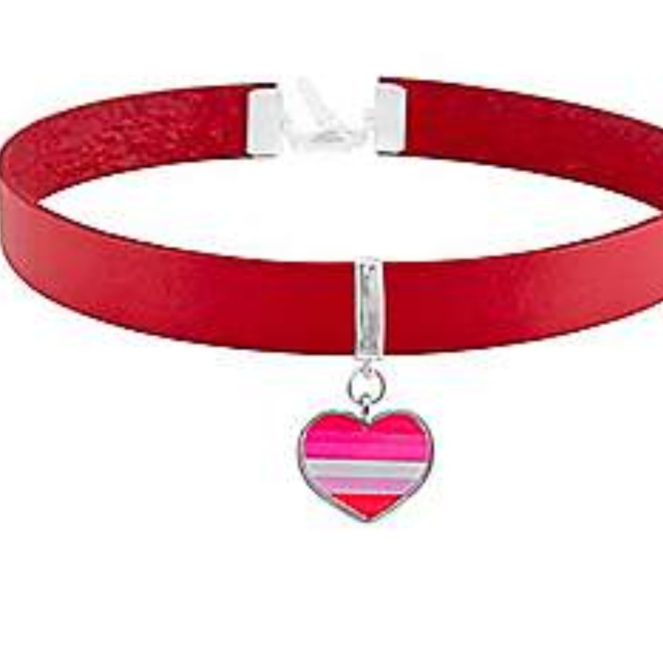 Lesbian Flag Heart Choker Necklace - Spencer's