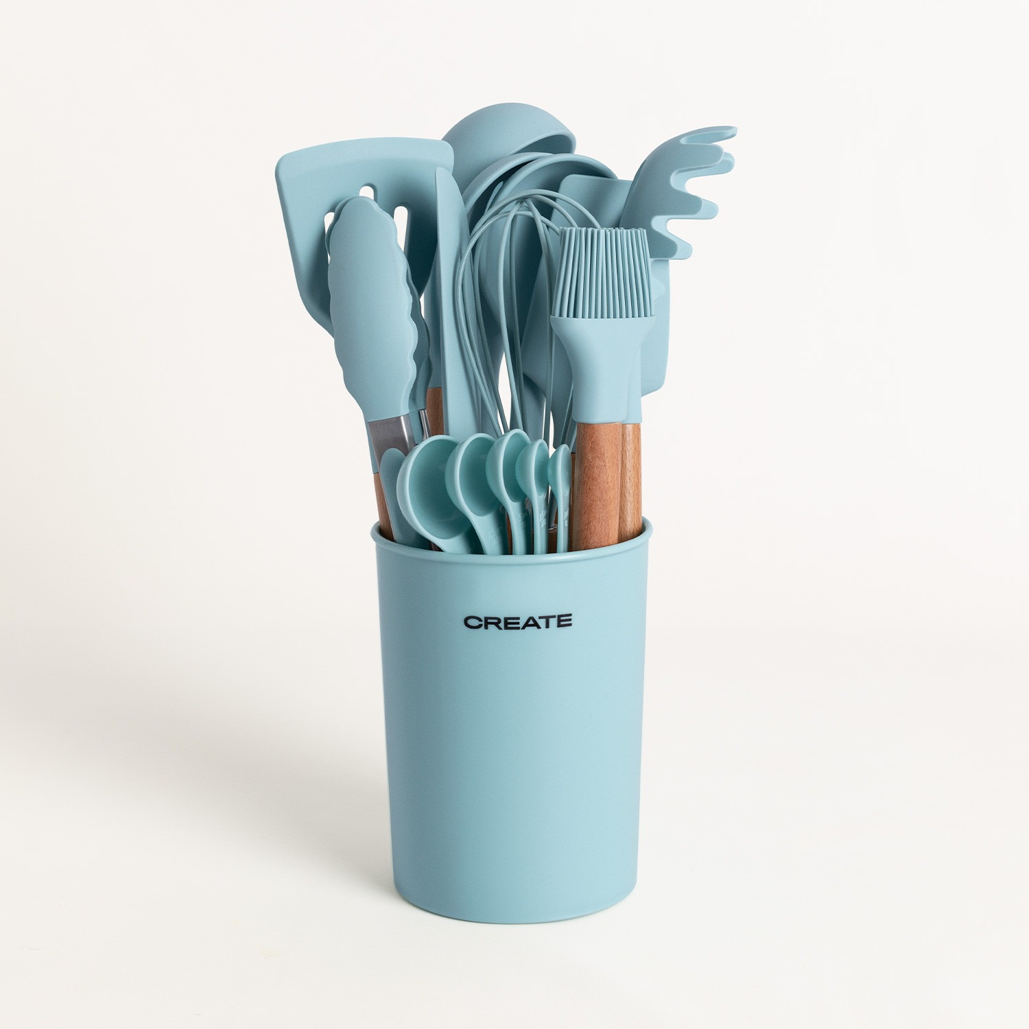 SET UTENSILI DA CUCINA IN SILICONE E IN LEGNO