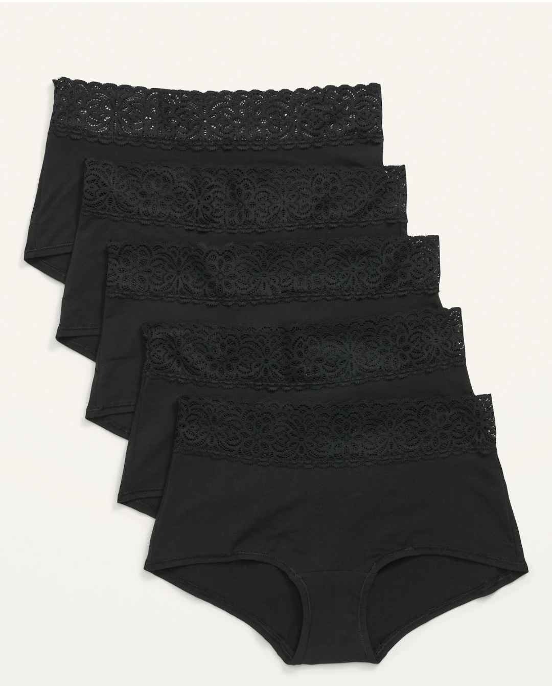 Supima® Cotton-Blend Lace-Trim Boyshort Underwear 5-Pack for Women