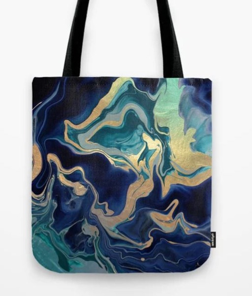 DRAMAQUEEN - GOLD INDIGO MARBLE Tote Bag