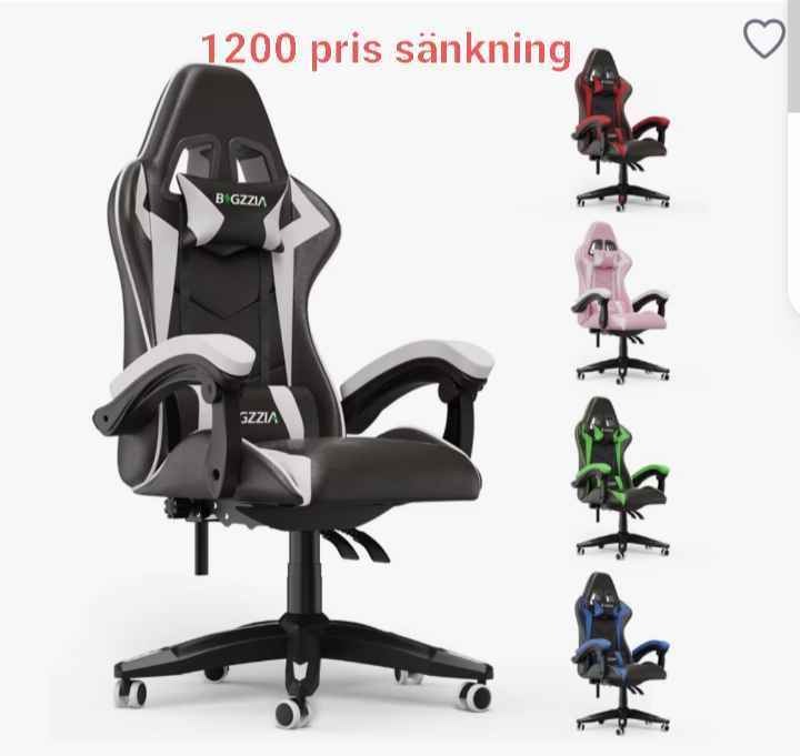 Bigzzia Gaming Chair Office Chair Reclining High Back Leather Adjustable Swivel Rolling Ergonomic Video Game Chairs Racing Chair Computer Desk Chair with Headrest and Lumbar Support