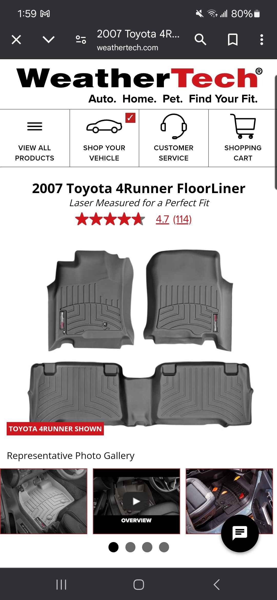 2007 Toyota 4Runner Floor Mats - Laser measured Floor Mats For Perfect Fit | WeatherTech black