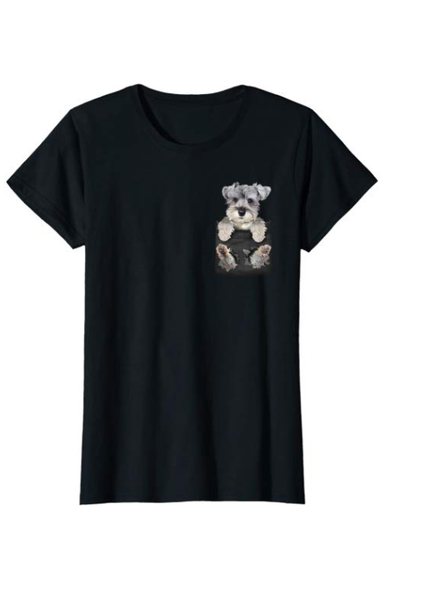 Amazon.com: Schnauzer Dog in Pocket Puppy T-Shirt Gifts: Clothing