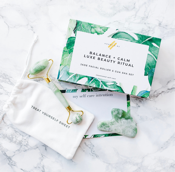Honey&Be - JADE ROLLER + GUA SHA SET - BALANCE + CALM LUXE BEAUTY RITUAL