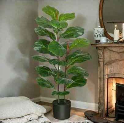 Artificial Ficus Tree 39"H Fake Ficus Lyrata Plant with Plastic Pot for Office and Home Decor, Decorative Artificial Plant for Indoors and Outdoors, All Year Round Decoration