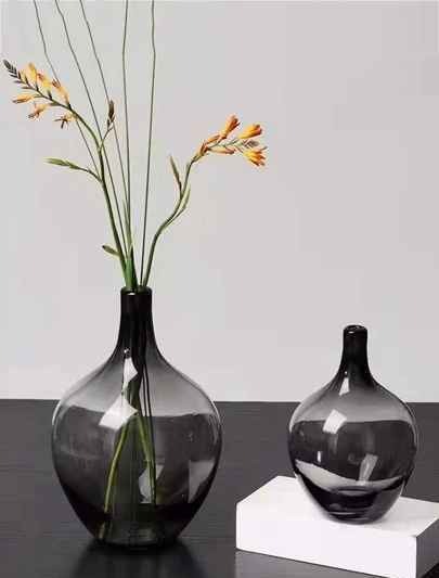 1pc Glass Flower Vase, Minimalist Plain Flower Vase For Home