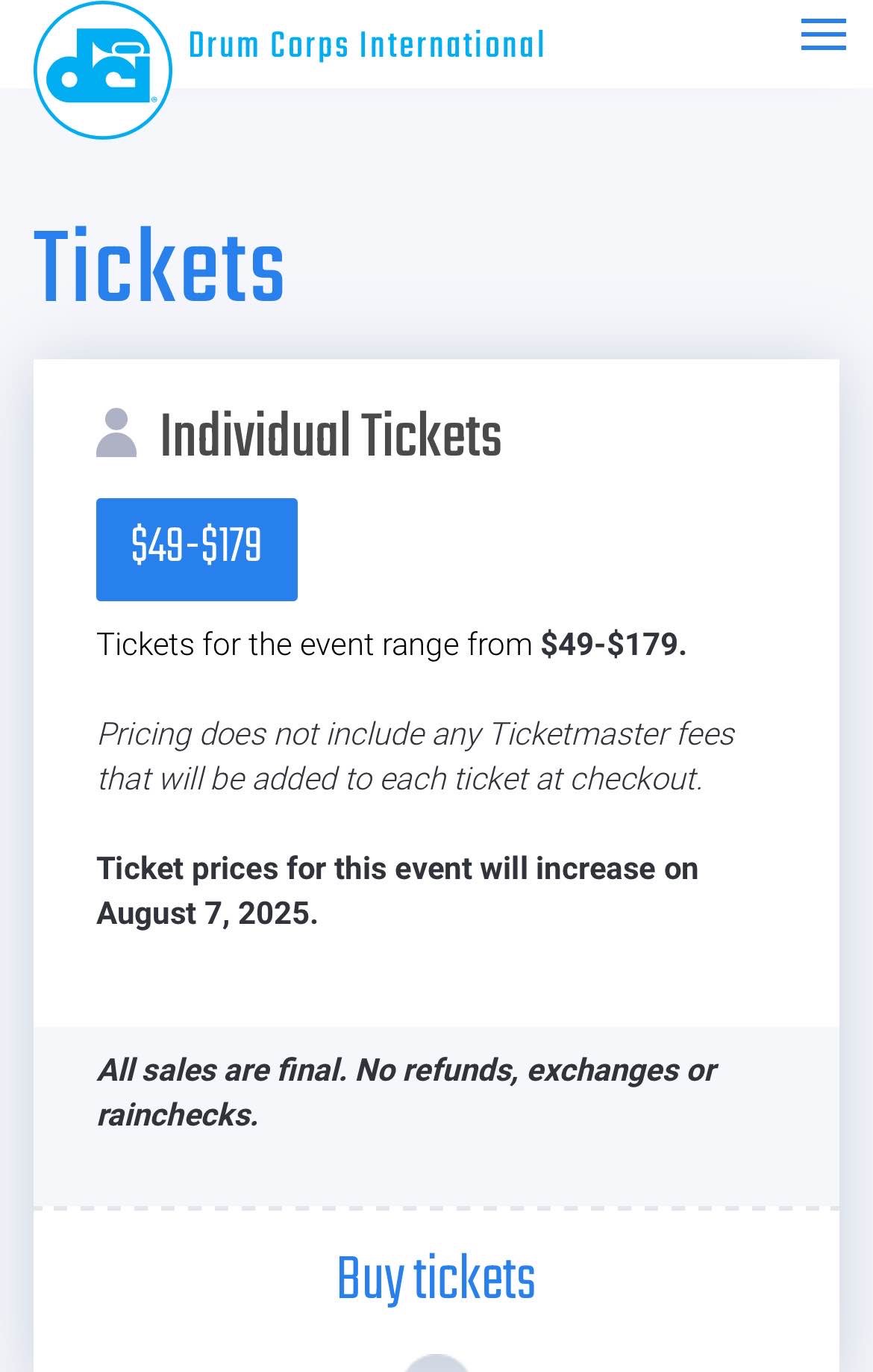 DCI finals tickets