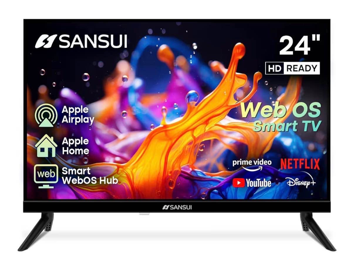 SANSUI 24 inch 768P DLED Smart WebOS TV | Small Television with chromecast Built in | WebOS hub Compatible with HomeKit | Support Airplay & WiFi Connection & Bluetooth 5.2&2 * 8w Speakers